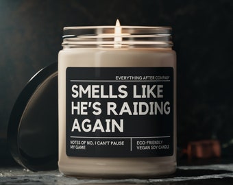 Smells Like He's Raiding Again Candle, Raid Night Gift, Guild Gifts, Nerdy Husband Gift, Computer Gamer Gifts, Gaming Boyfriend Candles, PC