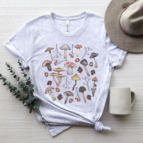 Mushroom Shirt, Toadstool Shirt, Cottagecore Shirt, Botanical Shirt, Fall Apparel, Forest Floor Shirt, Nature Hike, Mycology Gift, Fungi Tee