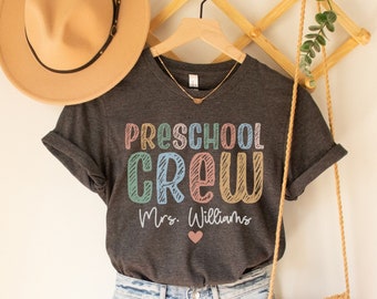 Personalized Preschool Teacher Shirt, Custom Preschool Teacher Shirt, Preschool Team Shirts, Preschool Crew T-shirts, Teaching Chalk Shirt