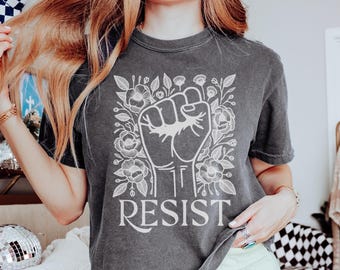 Resist Crop Top, Resistance Boxy Shirt, Anti-Fascism Boxy Tee, Liberal Crop Shirt, Leftist Crop Top, Liberal Gift, Protest Boxy Crop Tops