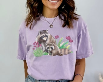 Comfort Colors® Shirt, Spring Shirt, Cottagecore Clothing, Racoon Shirt, Racoon Lover Gift, Goblincore Clothes, Nature Aesthetic, Forestcore
