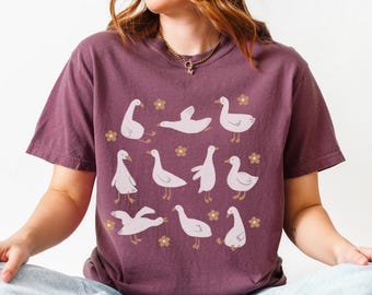 Geese Shirt, Comfort Colors® Shirt, Goose Shirt, Cottagecore Aesthetic Clothing, Spring Shirts, Farm Animal Shirt, Bird Lover Gift, Cute Tee