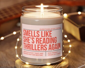 Smells Like She's Reading Thrillers Again, Thriller Reader Candle, Reading Candle, Bookish Gifts, Thriller Books Gift, True Crime Book Merch