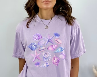 Comfort Colors® Shirt, Summer Shirt, Seashells Shirt, Oversized Beach Tee, Ocean Clothing, Comfort Colors Beach Shirt, Beachy Shirts, Shell