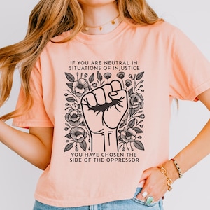If You Are Neutral In Situations Of Injustice You Have Chosen The Side Of The Oppressor Crop Top, Anti-Fascism Boxy Tee, Liberal Crop Shirt