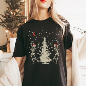 Comfort Colors® Shirt, Christmas Skeleton Shirt, Retro Holiday Shirt, Dancing Skeletons Shirt, Goth Christmas Shirt, Merry Creepmas Shirt
