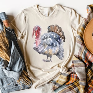 Watercolor Turkey Shirt, Thanksgiving Shirt, Cute Autumn Shirt, Fall Apparel, Gobble T-Shirt, Thanksgiving Dinner Shirt, Cute Fall Clothing