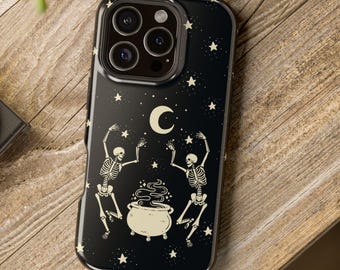 Dancing Skeletons,  Mystical Phone Case, Witchy Phone Case, Halloween Phone Case, Spooky Gift, Compatible With iPhone and Samsung Phones