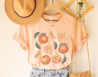 Orange Fruit Shirt, Cottagecore Clothing, Oranges Tee, Orange Lover Gift, Fruits Shirt, Summer Aesthetic, Spring Shirts, Citrus T-Shirt