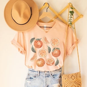 Orange Fruit Shirt, Cottagecore Clothing, Oranges Tee, Orange Lover Gift, Fruits Shirt, Summer Aesthetic, Spring Shirts, Citrus T-Shirt