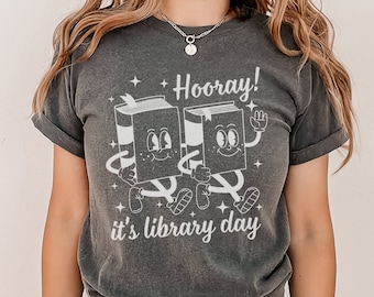 Comfort Colors® Shirt, Hooray It's Library Day, Comfort Colors Reading Shirt, Library Shirt, Funny Book Shirt, Bookish Tees, Librarian Gift