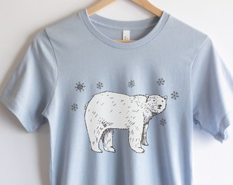 Polar Bear Shirt, Winter Clothing, Minimalist Christmas Shirt, Cottagecore Christmas Shirt, Artic Animal Shirt, Polar Bear Lover Gift