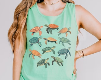 Sea Turtle Tank Top, Comfort Colors® Tank Top, Turtles Tank Top, Summer Tank, Beach Tanks, Ocean Tank Top, Vacay Gifts, Sea Animals Tank