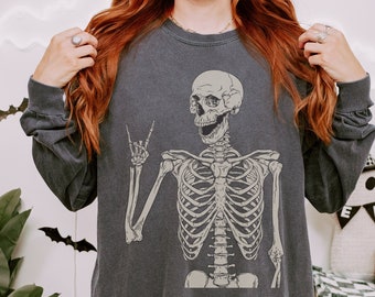 Comfort Colors® Long Sleeve Shirt, Funny Skeletons Long Sleeve Shirt, Long Sleeve Halloween Shirt, Long Sleeve Skeleton Shirt, Fall Apparel
