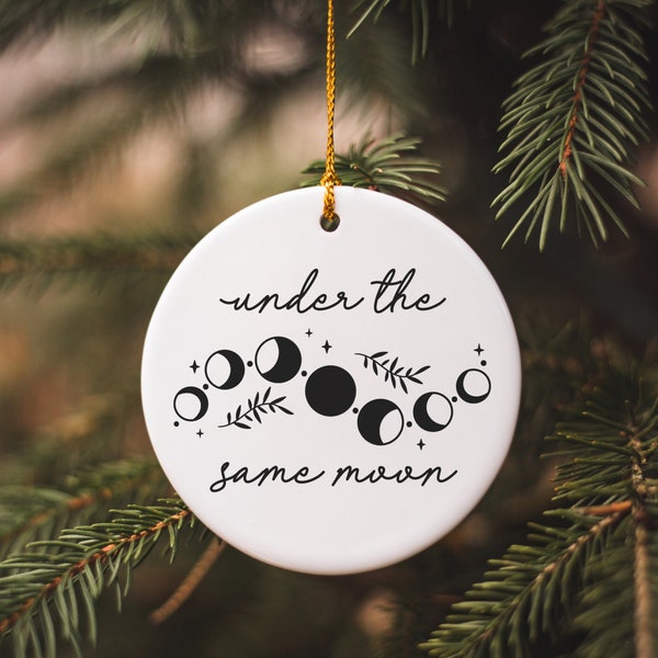 Under The Same Moon Ornament, Moon Ornament, Long Distance Ornament, Witchy Ornament, Far Away Friend Gift, Witch Christmas Ornament