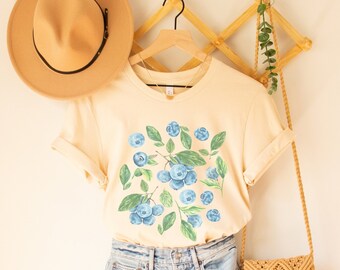 Blueberries Shirt, Fruit Shirt, Cottagecore Clothing, Blueberry Lover Gift, Fruits Shirt, Summer Aesthetic, Spring Shirts, Berry T-Shirt
