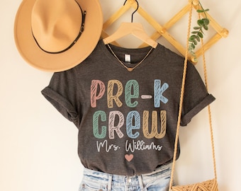 Personalized Pre-K Teacher Shirt, Custom Preschool Teacher Shirt, Prek Teacher Shirt, Pre-K Team Shirts, Pre K Crew T-shirts, Chalk Shirt