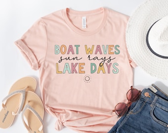 Boat Waves Sun Rays Lake Days Shirt, Summer Shirt, Boat Shirts For Women, Boating Shirts, Lake Vacation Shirt, Lake Life Shirt, Sailing Tee