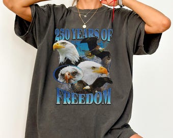Bootleg 250th American Anniversary Shirt, Funny Bald Eagle Shirt, 250 Years of Freedom Shirt, Concert Aesthetic USA Shirt, 4th of July Shirt