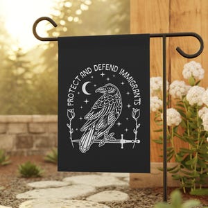 Protect and Defend Immigrants Garden Flag, Pro Immigration Garden Flag, Leftist Yard Flag, Anti-Racist Flag, Democrat Flag, Human Rights