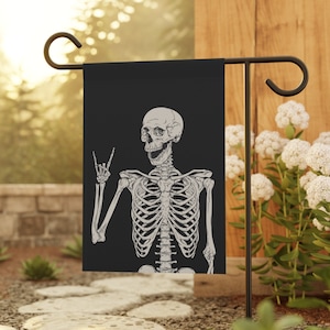 Skeleton Garden Flag, Fall Garden Flag, Halloween Garden Flag, Funny Skeletons Home Banner, Pumpkin Season Flag, Spooky Season Flag, Skelly!