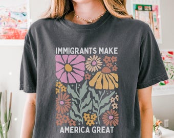 Immigrants Make America Great Crop Top, Resist Boxy Tee, Pro Immigration Tee, Liberal Crop Top, Leftist Crop Top, Liberal Gift, Protest Crop