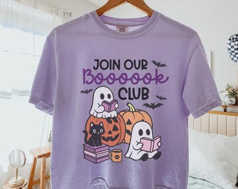 Join Our Book Club Crop Top, Halloween Crop Top, Read More Books Boxy Tee, Ghost Reading Crop Top, Fall Boxy Crop, Bookish Halloween Crop