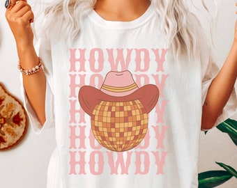 Comfort Colors® Shirt, Comfort Colors Howdy Shirt, Howdy Disco Ball Shirt, Western Clothing, Cowgirl Shirt, Rodeo Apparel, Southern T-Shirt