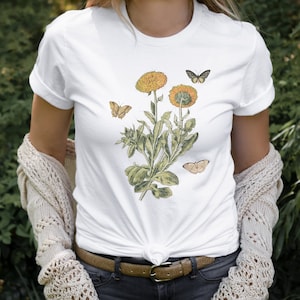 Dandelion Shirt, Goblincore Clothing, Naturecore Clothing, Butterflies Shirt, Whimsical Shirt, Cottagecore Shirt, Botanical Shirt, Gardening