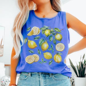 Lemon Tank Top, Comfort Colors® Tank Top, Lemons Tank Top, Summer Tank, Spring Tanks, Garden Tank Top, Fruit Tank Top, Citrus Tank Tops