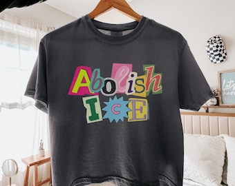 Abolish Ice Crop Top, Liberal Magazine Letters Crop Top, Anti ICE Boxy Crops, Pro Immigrants Crop, Protest Crop , No Human Is Illegal