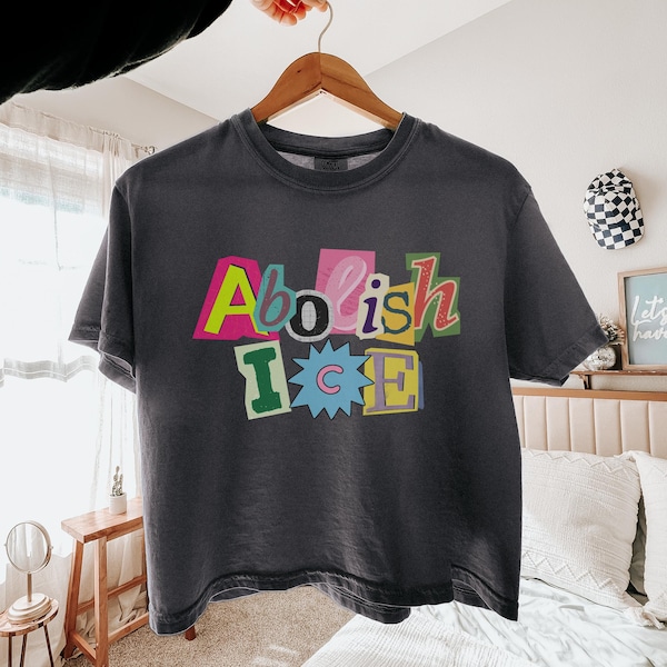 Abolish Ice Crop Top, Liberal Magazine Letters Crop Top, Anti ICE Boxy Crops, Pro Immigrants Crop, Protest Crop , No Human Is Illegal