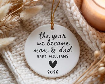 The Year We Became Mom And Dad Ornament, Personalized New Parents Gift, Pregnant Ornament, Expecting Mom Ornaments, Parenthood Ornament