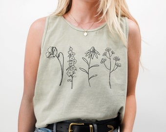 Wildflower Tank Top, Comfort Colors® Tank Top, Flowers Tank Top, Spring Tanks, Gardening Tank, Summer Tank Top, Botanical Tank, Floral Gift