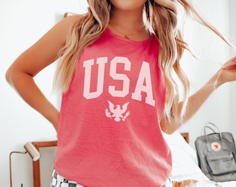 USA Tank Top, Comfort Colors® Tank Top, America Tank Top, American Flag Tanks, Patriotic Tank, 4th of July Tank Top, Fourth Of July Tank Top