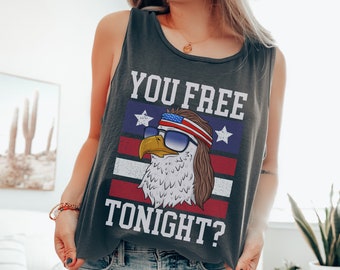 You Free Tonight Tank, Comfort Colors® Tank Top, America Tank Top, Mullet Eagle Tank, Funny 4th of July Tank Top, Fourth Of July Tank Top