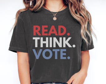 Read Think Vote Crop Top, Voting Crop Top, Midterm Election Cropped Top, Voter Boxy Crop Tee, Election Crop T-shirt, Political Apparel