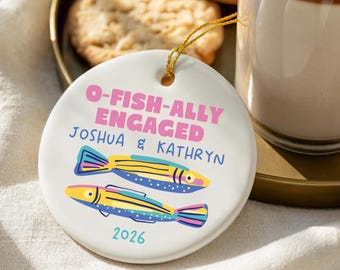 O-fish-ally Engaged Sardines Ornament, Personalized Engagement Ornament, Fish Engagement Gift, Sardine Keepsake, Fisherman Engaged Ornament