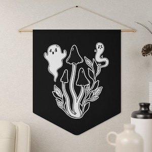 Mushroom Ghost, Halloween Wall Hanging, Ghost Decor, Spooky Wall Decor, Mushroom Wall Art, Fall Home Decorations, Hippie Halloween Decor