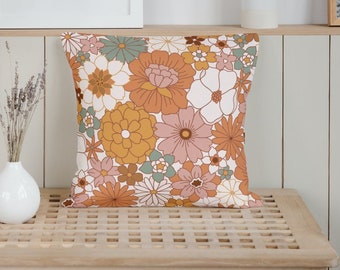 Groovy Pillow, Flower Pillow Case, Aesthetic Room Decor, 70s Pillow, Floral Pillow Cover, Hippie Pillows, Pretty Throw Pillow, Retro Pillows