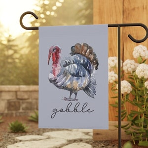 Gobble Flag, Thanksgiving Garden Flag, Watercolor Turkey Decor, Turkey Yard Flags, Fall Outdoor Decor, Autumn Banner, Thanksgiving Flags