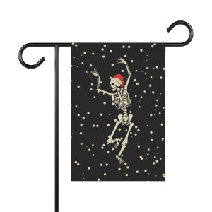 Skeleton Christmas Flag, Winter Garden Flag, Christmas Yard Flag, Gothmas Decor, Spooky Christmas Porch Decor, Creepy Holiday Home Banner image 7