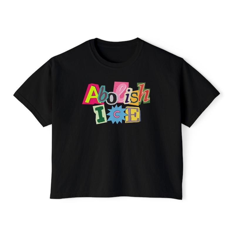 Abolish Ice Crop Top, Liberal Magazine Letters Crop Top, Anti ICE Boxy Crops, Pro Immigrants Crop, Protest Crop , No Human Is Illegal Black