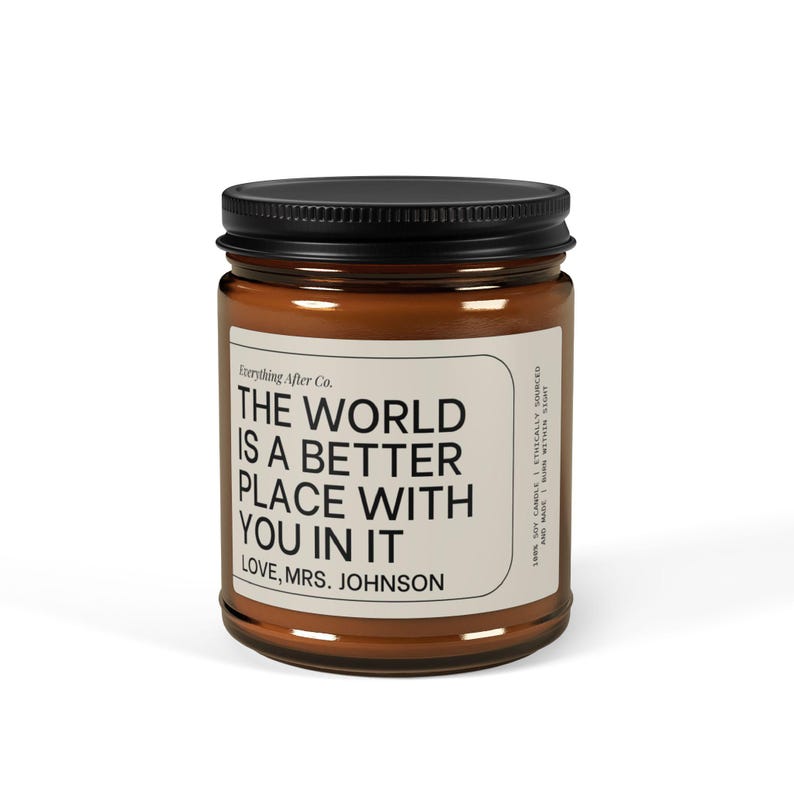 El mundo es un lugar mejor contigo en él, velas personalizadas, velas para la salud mental, regalo para animarte, velas para la ansiedad, velas personalizadas imagen 6