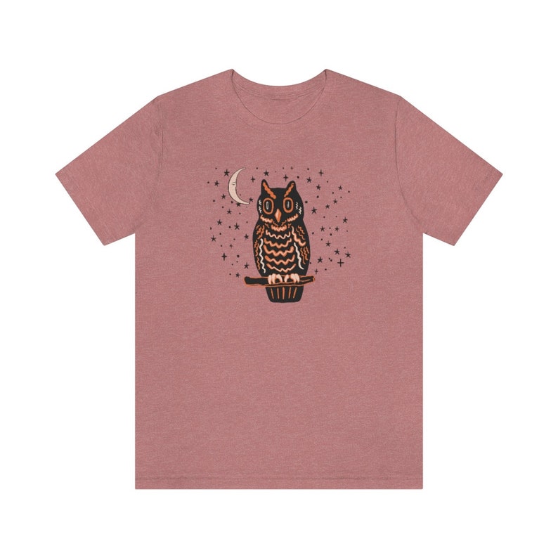 Halloween Owl Shirt, Owl Shirt, Retro Halloween Shirt, Witchy Clothing, Witch Aesthetic, Vintage Halloween T-Shirt, Fall Apparel, Autumn Tee Heather Mauve