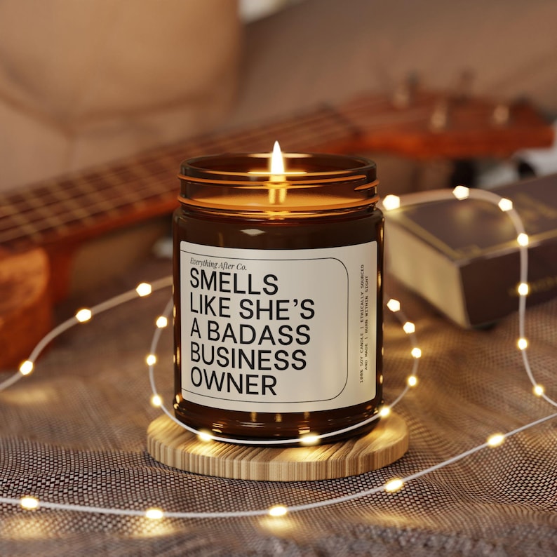 Smells Like She's A Badass Business Owner Candle, New Business Candle, Entrepreneur Gift, Small Business Owner Gifts, Funny Female Boss Gift immagine 1