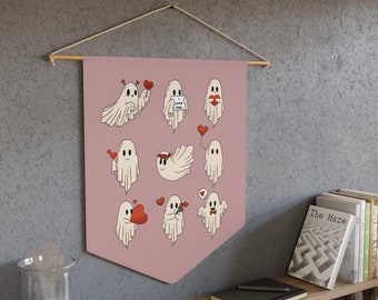 Ghost Valentine, Valentine's Day Wall Hanging, Spooky Valentines Decor, Ghost Wall Decor, Creepy Cute Decor, Goth Wall Decor, Creepy Love