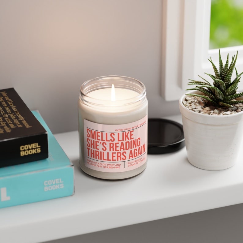 Smells Like She's Reading Thrillers Again, Thriller Reader Candle, Reading Candle, Bookish Gifts, Thriller Books Gift, True Crime Book Merch image 8