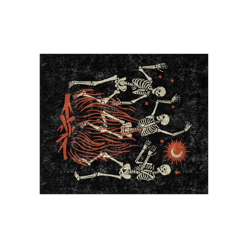 Esqueletos danzantes, Manta esqueleto, Manta espeluznante, Mantas de otoño, Manta bruja, Regalos de chicas góticas, Decoración estética de la habitación de brujas, Halloween imagen 3