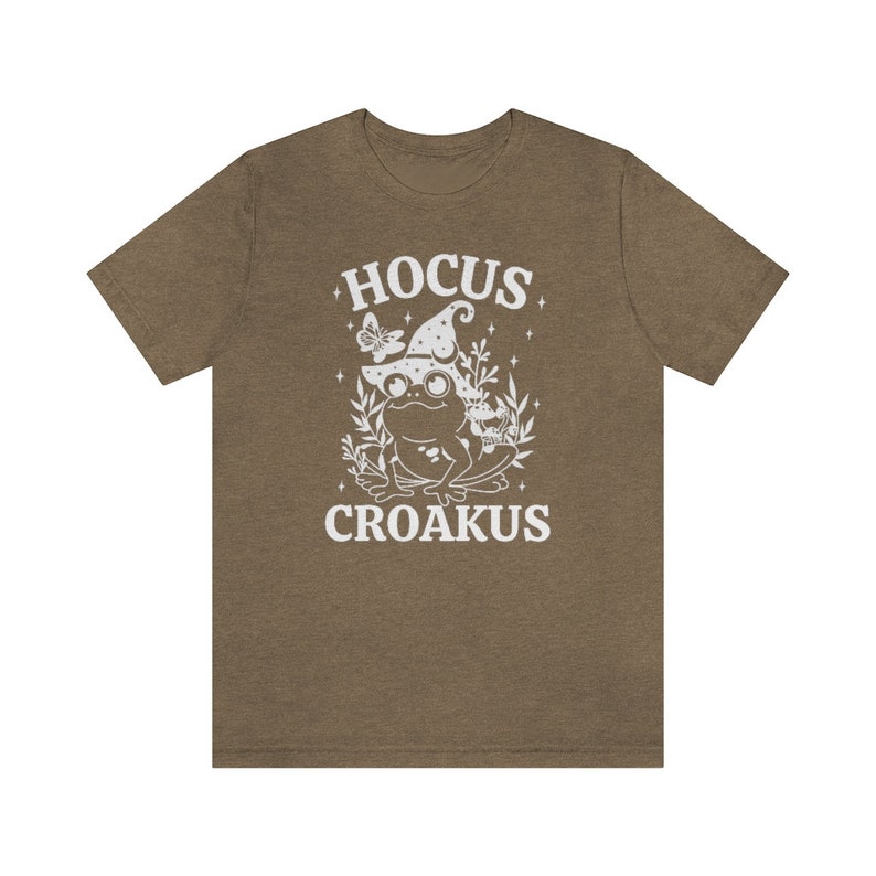Hocus Croakus, Swamp Witch Shirt, Halloween Frog Shirt, Witchy Shirt, Funny Halloween Gifts, Fall Apparel, Goblincore Clothing, Spooky Cute Heather Olive